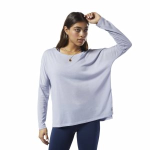 Reebok WOR Supremium Long Sleeve T Shirt Damen - HellBlau - DE 819-UMH